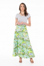 Grace Long Cotton Wrap Skirt in Oki Print