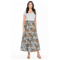 Grace Long Cotton Wrap Skirt in Agean  Print