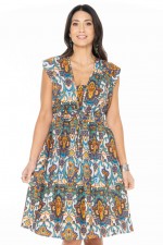 Chrissie Cotton Tunic in Agean Print 