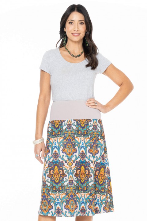 New Dita Cotton Reversible Skirt in Agean & Corfu Prints 