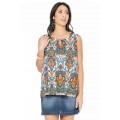 Martine  Cotton Top in Agean Print