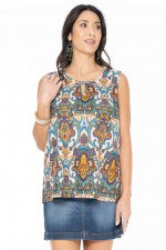 Martine  Cotton Top in Agean Print