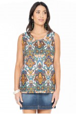 Martine  Cotton Top in Agean Print