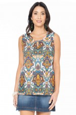 Martine  Cotton Top in Agean Print