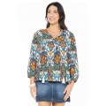 Palais L/S Rayon Top in Agean Print