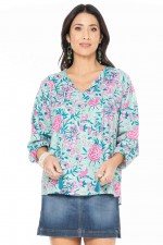 Palais L/S Rayon Top in Crete Print