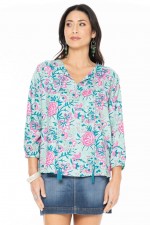 Palais L/S Rayon Top in Crete Print