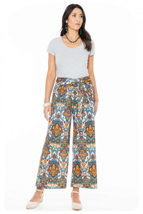 Claudia Cotton Trousers in Agean Print