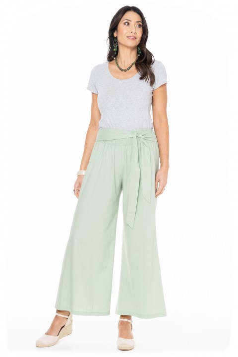 Claudia Cotton Trousers in Sage