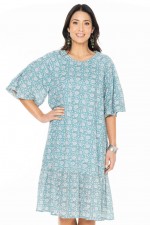 Trivedi Billow Sleeve Dress in Agra Print