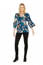 New Petra L/S Rayon Top in Maya Print