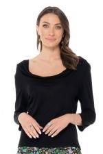 Sarita Cowl Neck Top in Black 