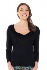 Sarita Cowl Neck Top in Black 