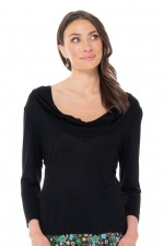 Sarita Cowl Neck Top in Black 