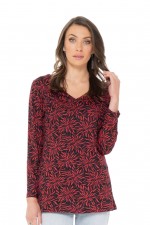 Ingrid Faux Wrap Top in Flame Print