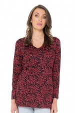 Ingrid Faux Wrap Top in Flame Print