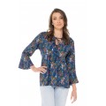 Natalia L/S Rayon Top in Corsica Print