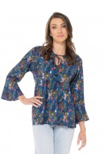 Natalia L/S Rayon Top in Corsica Print