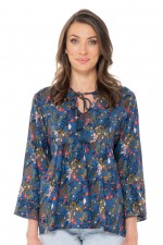 Natalia L/S Rayon Top in Corsica Print