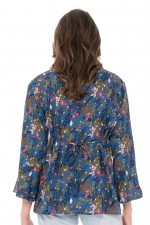 Natalia L/S Rayon Top in Corsica Print